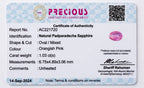 PGTL certificate AC221720 for the 1.03 ct padparadscha sapphire